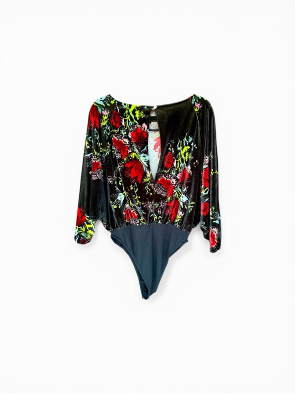 Free People Intimately Black Floral Crushed Velvet Bodysuit. Size Small. NWOT. - Picture 5 of 17